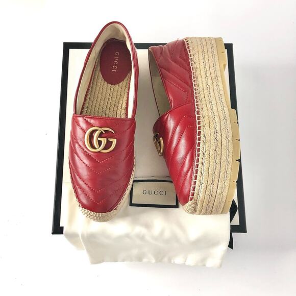 Gucci GG Marmont Charlotte Quilted Matelassé Platform Espadrille 38 - Picture 2 of 7